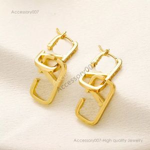 designer jewelry earing 18K Gold Plated Charm Earrings for Women Luxury Stud Earrings with Simple Young Style Jewelry New 925 Silver Plated Wedding Birthday Gift