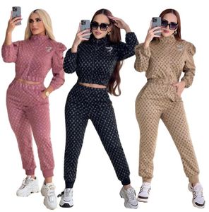 Conjunto de duas peças feminino designer agasalho jaqueta feminina conjuntos calças joggers terno