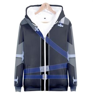 Зимние мужские куртки и пальто аниме SAO Sword Art Online 3D толстовка на молнии с капюшоном Киригая Казуто Кирито Косплей Костюм302i