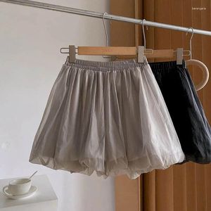 Shorts femininos sólidos para mulheres casual solto chiffon flor bud a linha perna larga fofa cintura elástica lanterna calças roupas