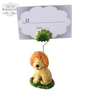 12PCS Jungle Lion Place Card Holder with Matching Paper Card Kids Birthday Party Favors Baby Shower Table Decor Supplies Event Giveaways