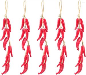 Kwiaty dekoracyjne 5pcs chiński sztuczny sznur czerwony pieprz Rok dekoracji wiosenny festiwal chili wiszący lina