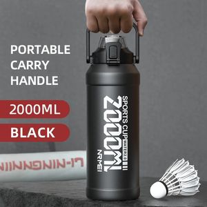 Water Bottle 2 Liters Large Capacity With Straw Stainless Steel Cup Thermal for Cold Termos Vacuum Flask 240115