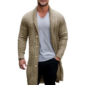 Men's Clothing, European And American Men's Medium Length Knitted Sweater, Casual Thick Needle Twisted Cardigan, Woolen Jacket