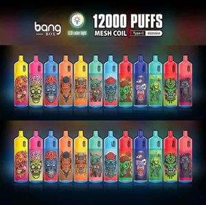 Bang Box 12000 Puflar Tek Kullanımlık E Sigara Vape Pod Cihaz 650mAh Pil 23ml Pre Dolgulanmış Kartuş Çubuğu Vs Puff 12000 12K 9000 9K 15000 15K Elf Kutusu 12000 Razz Bar