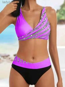 Swim Wear 2023 Nya kvinnor Sexig strip Bikini Kvinnlig sommar baddräkt Två bit bikini set strandkläder baddräkt badkläder Brazil Bathing Suitl240115