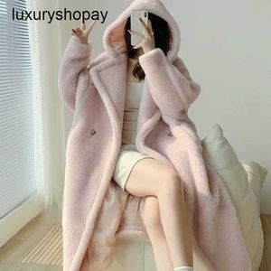 Designer Maxmaras Teddy Bear Casaco Mulheres Cashmere Casacos Lã Inverno 2024 Pele Nova Edição Coreana Moda Tendência Versátil Casual 8SCY 8SCY