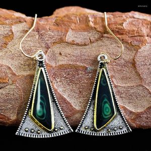 Dangle Earrings Vintage Triangle Green Resin Crochet For Women Tribal Fashion Jewelry 2024 Pendientes Wholesale D386