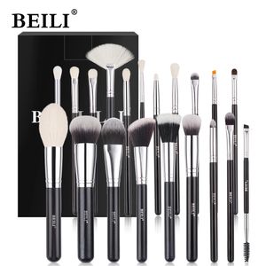 Beili Black Makeup Brushes Set Professional Natural Goat Hair Brushes Foundation Powder Contour Eyeshadow Make Up Borstes 240115