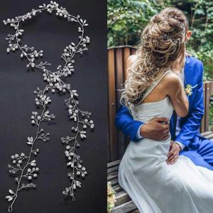 Fasce per capelli Copricapo alla moda da sposa occidentale per la sposa Accessori per capelli con perle di cristallo fatte a mano da sposa Ornamenti per forcine con strass