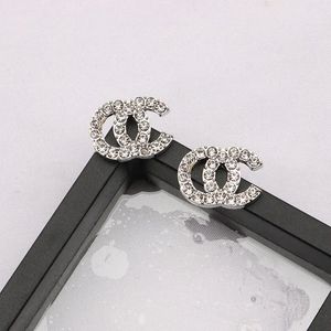 Brincos de designer letras duplas c brinco de diamante de luxo moda festa de casamento jóias acessórios femininos presentes