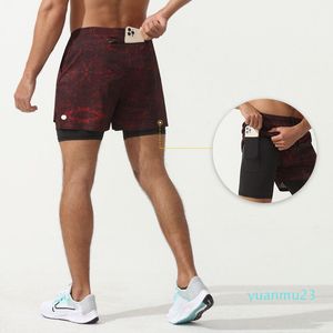 Pantaloncini sportivi da uomo lu Yoga Pantaloncini ad asciugatura rapida con tasca per cellulare Pantaloncini corti da jogging per palestra casual da corsa con fodera interna