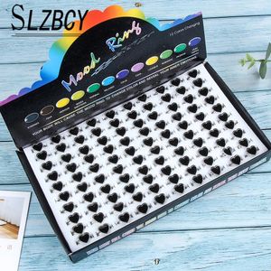 100pcs/set serce Butterfly Flower Pierścień dla kobiet mężczyzn Mężczyzny rozmiar mody Biżuteria Zmiana temperatury Emocje Uczucie nastroju Pierścienie 240115