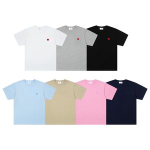 Designer camiseta bordado amor logotipo cor sólida simples verão homens e mulheres casuais soltos de manga curta