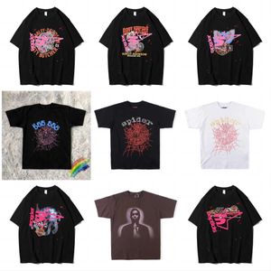 Men T-shirts Pink Young Thug Sp5der 555555 Printed Web Pattern Cotton H2y Style Short Sleeves Top Tees Hip Hop Size S-xl Ye AAQK