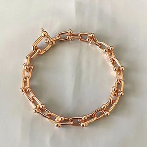 925 U-förmige Mini-Hufeisenschnalle, luxuriöses High-End-Paararmband für Männer und Frauen, Galvanik aus 18 Karat Roségold, Partygeschenk240115