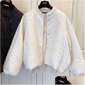 Damenjacken für Frauen Leichte dünne Mäntel 2024 Frühling Koreanische lose lässige Fledermausärmeljacke Vintage gesteppte kurze Tops Mantel Drop Deliv Otgjn