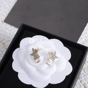 Boucles d'oreilles étoile brillante en strass, bijoux élégants, breloque lettre plaquée, avec coffret, cadeau d'anniversaire pour la saint-valentin