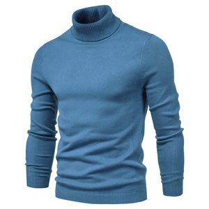 Vintermän Turtleneck tjocka tröjor Casual Turtle Neck Solid Color Quality Warm Slim Men Pullovers till 240113