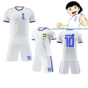 Çocuk ve Erkek Boyutları Kaptan Tsubasa Cosplay Kostüm Oliver Atom Beyaz Formalar Atom Fransa Atton Maillot de Foot Enfant Cos Tam Set235y