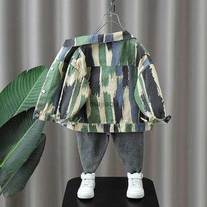 Jacken Hoodies Neue Ankunft Kinder Frühling Mantel Jungen Camouflage Lange Ärmel Hübsche Modische Jacke Kinder Herbst Trendy Oberbekleidung KleidungL240115