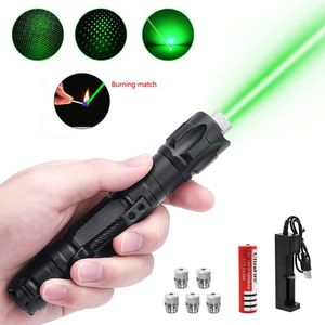 Pointers High Power Super Laser Pointer 009 Burning Laser Pen 532nm Green Light Usb Charge Visible Beam Powerful 10000m Lazer Pen Cat Toy