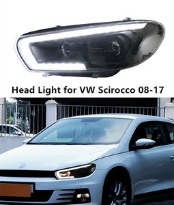 VW Scirocco Turn Signal Dual Beam Head Light 2008-2017昼間のランニングランプのLEDヘッドライトアセンブリ