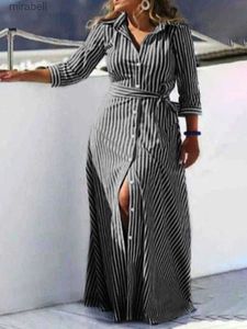 Podstawowe sukienki swobodne lw-robe longue Rayures Zbres pour femme tene soire lgante design bandage Grande Taille Automne Hiver YQ240115