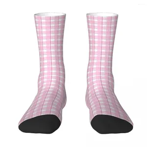 Men's Socks Pink Lattice Pattern Check Plaid Unisex Spring Summer Autumn Winter Cycling Happy Street Style Crazy Sock