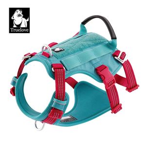 Truelove Escape Proof Pet Pet Harnessプルリフレクティブ調整可能なソフトパッド付きペットベストサービスドッグハーネスハンドル登山TLH7011 240115