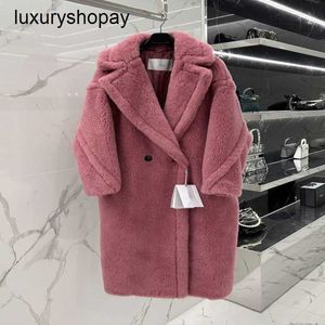 Designer Maxmaras Teddy Bear Coat Womens Cashmere Coats Wool Winter 2024 Autumnwinter Ny Raspberry Pink Star Style pälspartikel Camel Fl