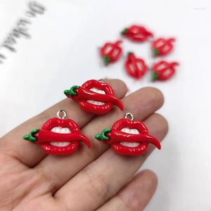 Encantos 10 pçs europeu sexy chili lábios resina para fazer jóias descobertas bonito brinco chaveiro pequenos pingentes diy flatback