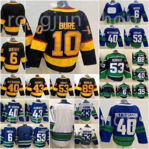 Custom Hockey jersey men women young Vancouver''Canucks''43 Quinn Hughes Thatcher Demko Henrik Sedin 53 Bo Horvat 6 Brock Boeser 40 Elias Pettersson