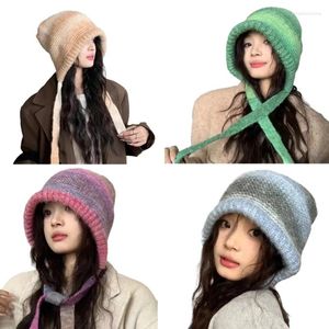 Berets Winter Beanie Hat Women Warm Ear Flap Knit Cover Outdoor Skull Caps