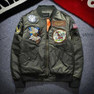 Kurtki NASA Fall-Flight Pilot Pilot Coat Black Green Bomber Air Force Men Nasa Haftowe Płaszcze baseballowe z zamkiem CP Bomber Jacket Męskie kurtki 3 DUBE