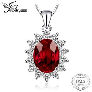 JewelryPalace Kate Prinzessin Diana 2 5 ct natürlicher Granat-Halo-Anhänger, reiner echter 925er-Sterlingsplitter, Schmuck für Damen, modisch, S182080