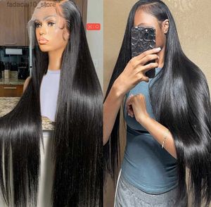 Synthetic Wigs MEODI HAIR 250 Density Straight Hd Lace Frontal Wig 30 40 Inch 13x4 Lace Front Human Hair Wigs For Women Pre Plucked Brazilian Q240115