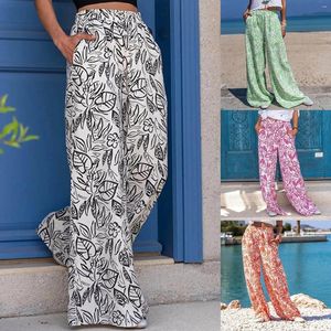 Women's Pants Fashion Women Boho Beach Casual Wide Leg Bohemian Print Baggy Long Trousers Ladies Oversized Loose Pantalones