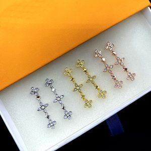 Cross Flower Diamond Clover Ear Studs Earring Women's Tassel Earring 925 Silver Needle Ear Cuff Engagement Present Designer Jewerlry Accessories LVE13