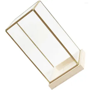 Vaser vintage glas täckbord topp hantverk hållare figur transparent låda leksaker modell skrivbord display rack hushåll fodral