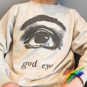 Męskie bluzy bluzy Święty Michael Bóg Raglan Przysięganie bluzy Mężczyźni Kobiety Graffiti Boga Oko Zniszcz z kapturem Crewneckyolq