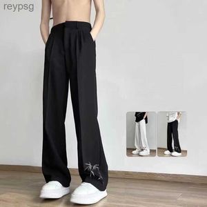Men's Pants Men's embroidered printed pants Chinese style casual straight black and white fashionable trend Fjadt 2023 YQ240115