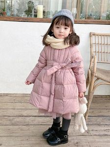Casaco para baixo para meninas jaqueta infantil roupas de inverno menina comprimento médio para meninas crianças acolchoamento longo