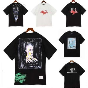 Amri Amaris Beyaz Amari Mavi Tees Designer Erkek Tişörtleri Baskılı Moda Man S Tshirt Pamuk Günlük Kadın Tees Kısa Kollu St 5704