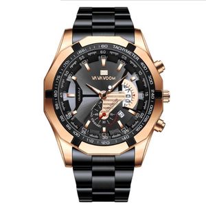 Leisure Sport Luminous Pointer Stainless Steel Mens Watch Quartz Watches Calendar Smart Wristwatches VAVAVoom Brand292p