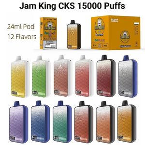 Jam King disposable vape CKS 15000 Puffs 12 Flavors 24ml E-Liquid Disposable E Cigarette LED Screen Display 2% 3% 5% Vapes Mesh Coil Rechargeable Vaper 650mAh Battery