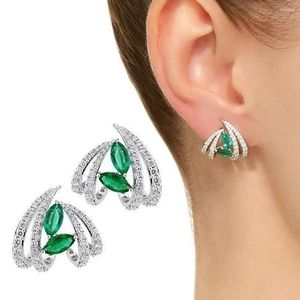 Orecchini pendenti Est Green CZ Stud per le donne Moda Lusso Accessori per orecchie femminili Festa di nozze Gioielli sfusi all'ingrosso