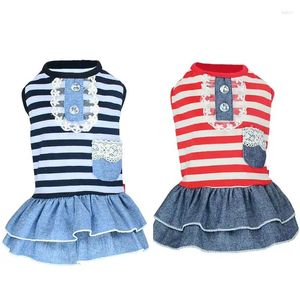 Dog Apparel Summer Dress For Pet Stripe Tutu Denim Small Medium Chihuahua Wedding Skirt Jean Clothes Outfits