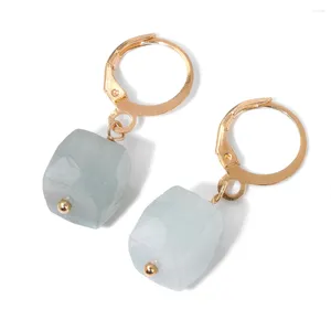 Orecchini pendenti Acquamarine sfaccettate Cubo Perline Quarto naturale Ametiste Lapislazzuli Cerchio per donna Uomo Eardrop Gioielli di moda