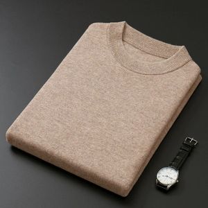 Classic Round Neck Pullover Men Sweater Autumn Winter Cashmere Cotton Blended Warm Allmatch Knitted Jumper Pull Homme 240115